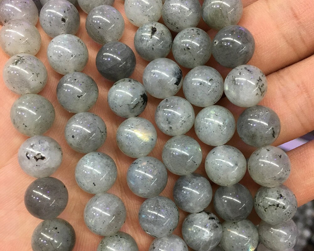 White Gray Labradorite Beads  6mm 8mm 10mm 15''