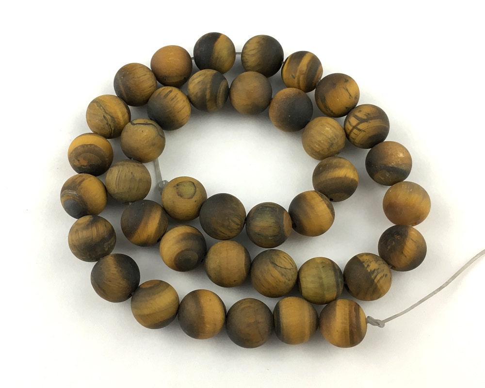 Yellow Tiger Eye Matte Beads Natural Gemstone Beads 4mm 6mm 8mm 10mm 12mm