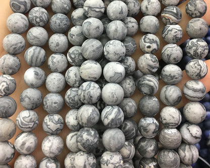 Gray Silk Jasper Matte Beads 4mm 6mm 8mm 10mm 12mm 15''