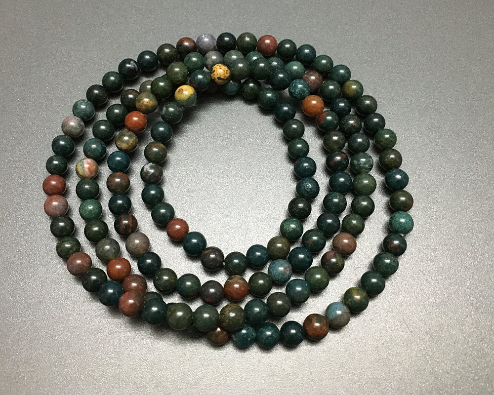 Bloodstone Bracelet Bead Wrap Bracelet 6mm 30''