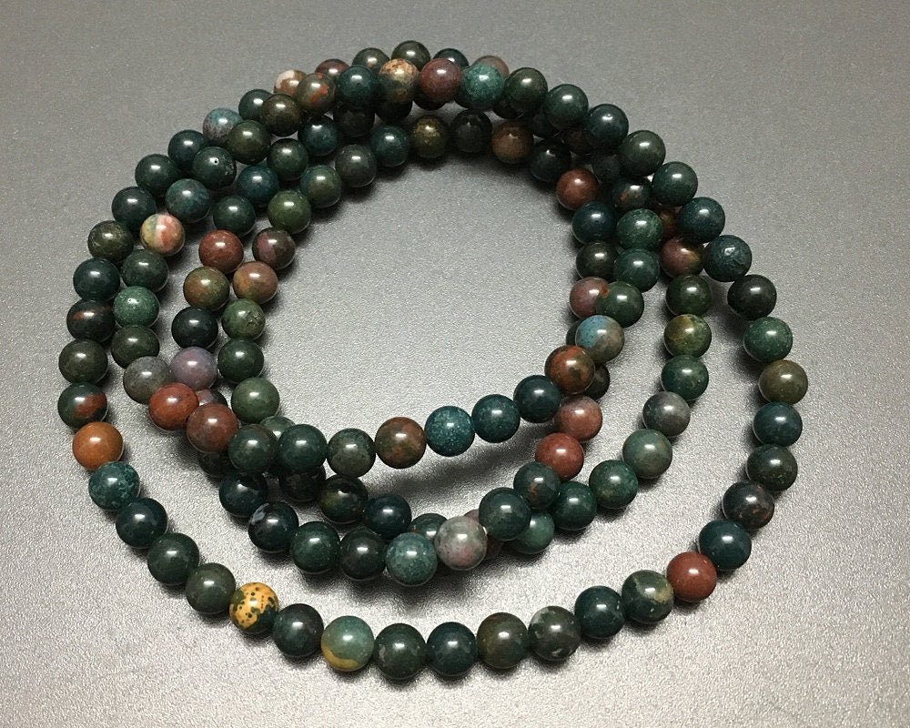 Bloodstone Bracelet Bead Wrap Bracelet 6mm 30''