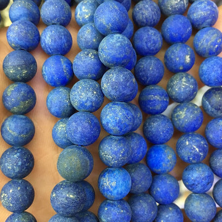 Perles de lapis-lazuli mates 6 mm, 8 mm, 10 mm, 12 mm, 15 pouces