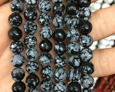 Snowflake Obsidian Faceted Beads 6mm 8mm 10mm 15''