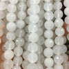 White Jade Faceted Beads 6mm 8mm 10mm 15''