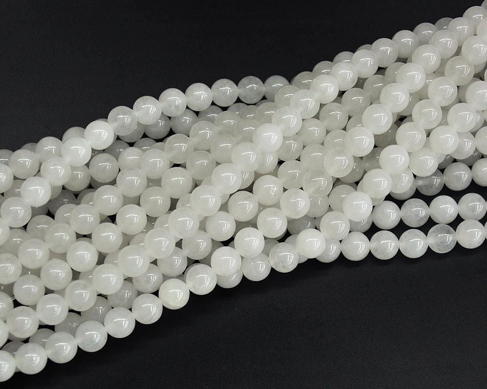 White Jade Beads 4mm 6mm 8mm 10mm 12mm 15''