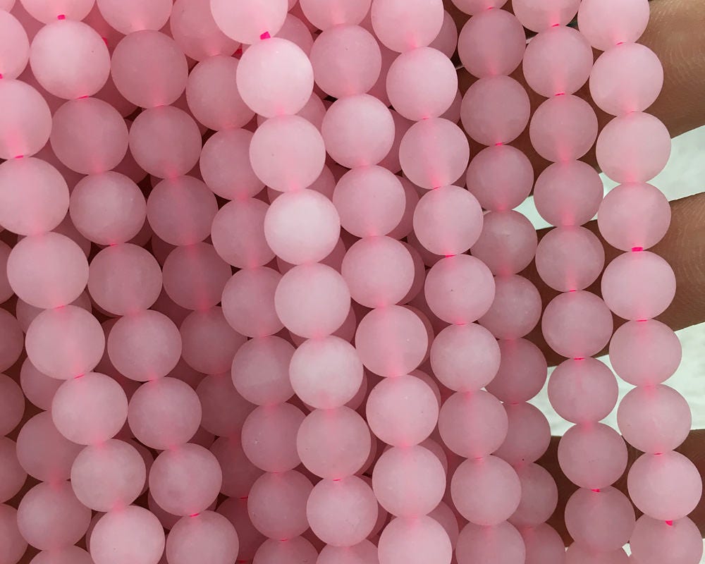 Rose Quartz Matte Beads Natural Gemstone Beads 6mm 8mm 10mm 15''
