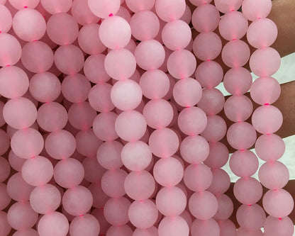 Rose Quartz Matte Beads Natural Gemstone Beads 6mm 8mm 10mm 15''