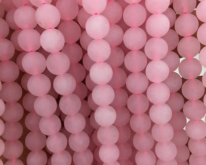 Rose Quartz Matte Beads Natural Gemstone Beads 6mm 8mm 10mm 15''