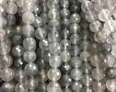 Gray Cloudy Quartz Faceted Beads 8mm 10mm 15''