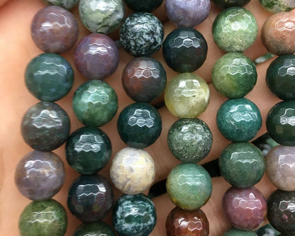 Indian Agate Faceted Beads 4mm 6mm 8mm 10mm 12mm 15''