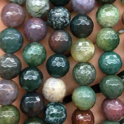 Perles à facettes en agate indienne 4 mm, 6 mm, 8 mm, 10 mm, 12 mm, 15 pouces