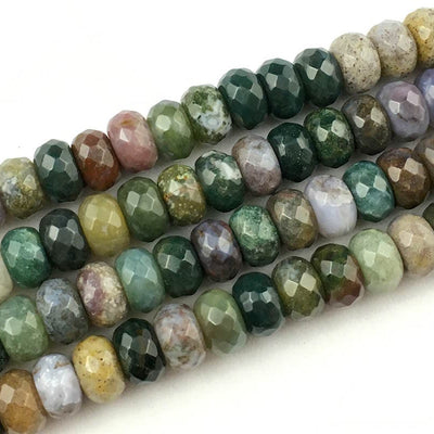 Perles à facettes en agate indienne 5 x 8 mm, 38 cm