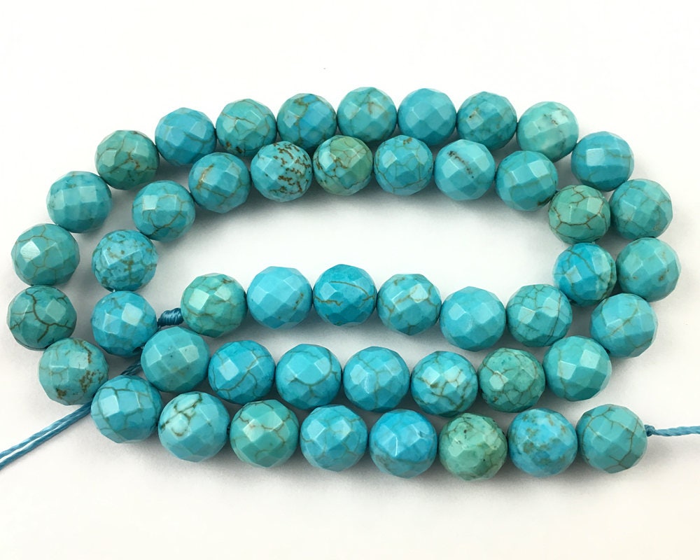 Blue Howlite Faceted Beads 4mm 6mm 8mm 10mm 12mm 15''