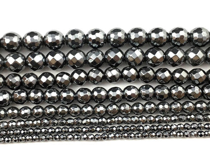Magnetic Hematite Faceted Beads 2mm 3mm 4mm 6mm 8mm 10mm 15''