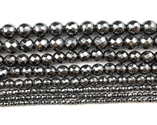 Magnetic Hematite Faceted Beads 2mm 3mm 4mm 6mm 8mm 10mm 15''