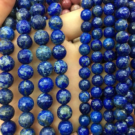 Perles à facettes en lapis-lazuli 6 mm 8 mm 10 mm 15