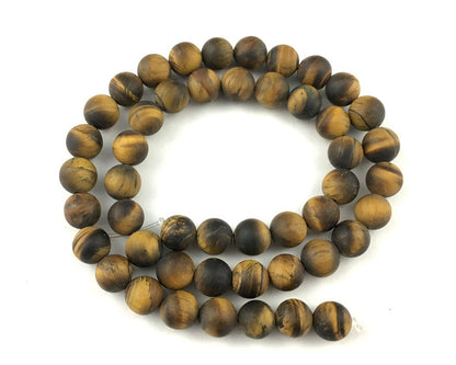 Perles œil de tigre jaune mat, pierres précieuses naturelles, 4 mm, 6 mm, 8 mm, 10 mm, 12 mm