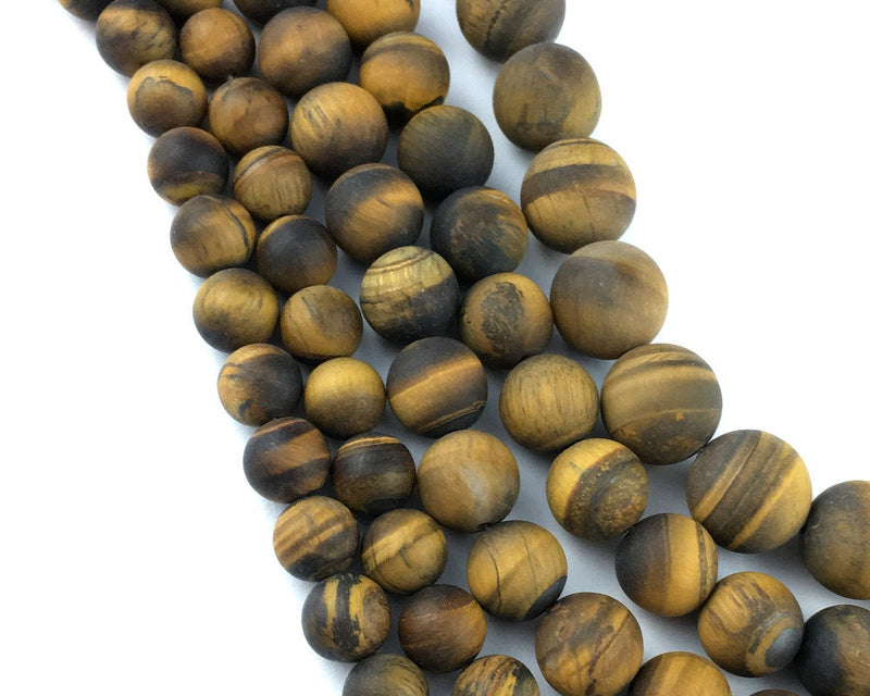 Perles œil de tigre jaune mat, pierres précieuses naturelles, 4 mm, 6 mm, 8 mm, 10 mm, 12 mm
