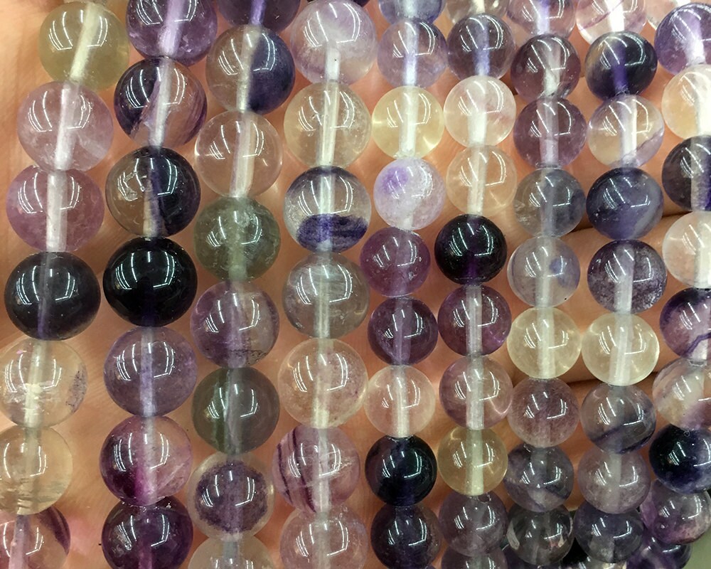 Perles de fluorite violette 6 mm 8 mm 10 mm 12 mm 15''