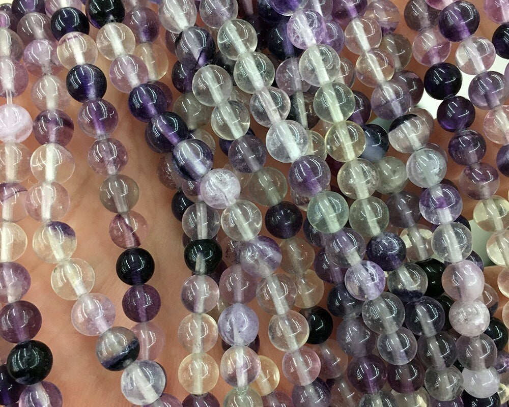 Perles de fluorite violette 6 mm 8 mm 10 mm 12 mm 15''
