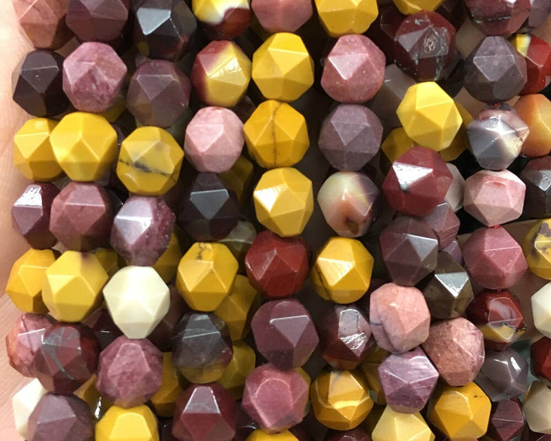 Perles à facettes en tube de jaspe Mookaite 6 mm, 8 mm, 10 mm, 15 pouces