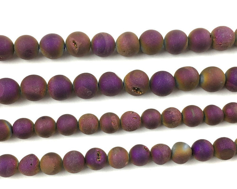 Purple Druzy Agate 6mm 8mm 10mm 12mm 14mm