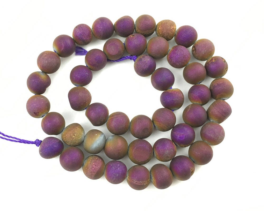 Purple Druzy Agate 6mm 8mm 10mm 12mm 14mm