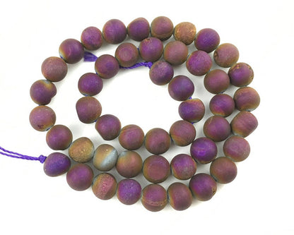 Purple Druzy Agate 6mm 8mm 10mm 12mm 14mm