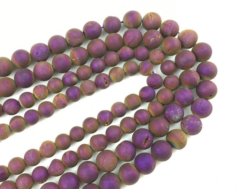 Purple Druzy Agate 6mm 8mm 10mm 12mm 14mm