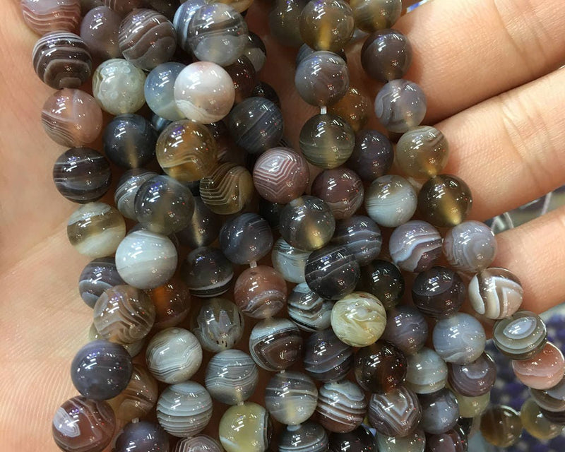 Perles d'agate du Botswana 4 mm 6 mm 8 mm 10 mm 12 mm 15''