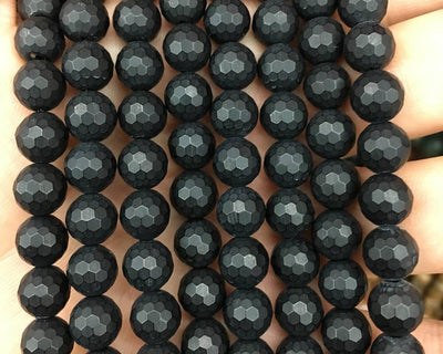 Onyx Faceted Matte Beads Natural Gemstone Beads 4mm 6mm 8mm 10mm 12mm 15''