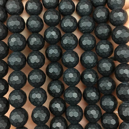 Onyx Faceted Matte Beads Natural Gemstone Beads 4mm 6mm 8mm 10mm 12mm 15''