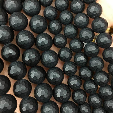 Onyx Faceted Matte Beads Natural Gemstone Beads 4mm 6mm 8mm 10mm 12mm 15''