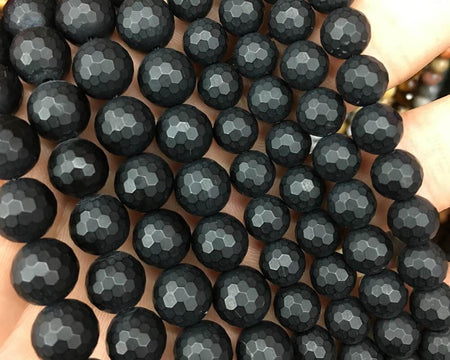 Onyx facetterede matte perler Naturlige ædelstensperler 4 mm 6 mm 8 mm 10 mm 12 mm 15''