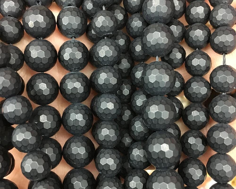Onyx Faceted Matte Beads Natural Gemstone Beads 4mm 6mm 8mm 10mm 12mm 15''