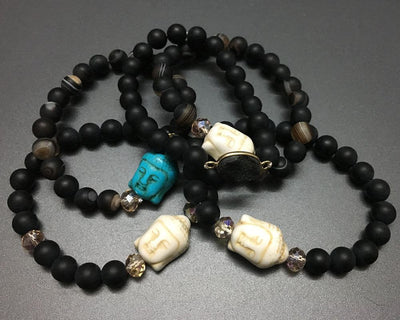 Matte Onyx Bracelets Buddha Bracelets 7.5''