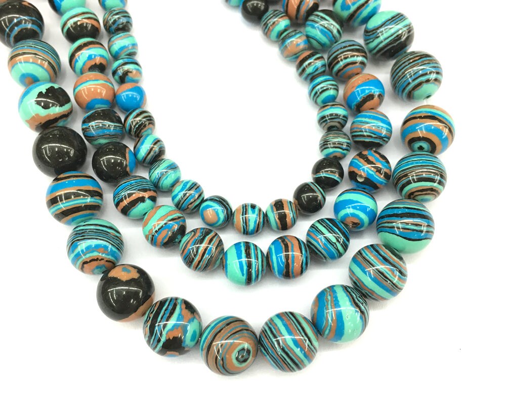 Blue Striped Malachite Beads 4mm 6mm 8mm 10mm 12mm 15''