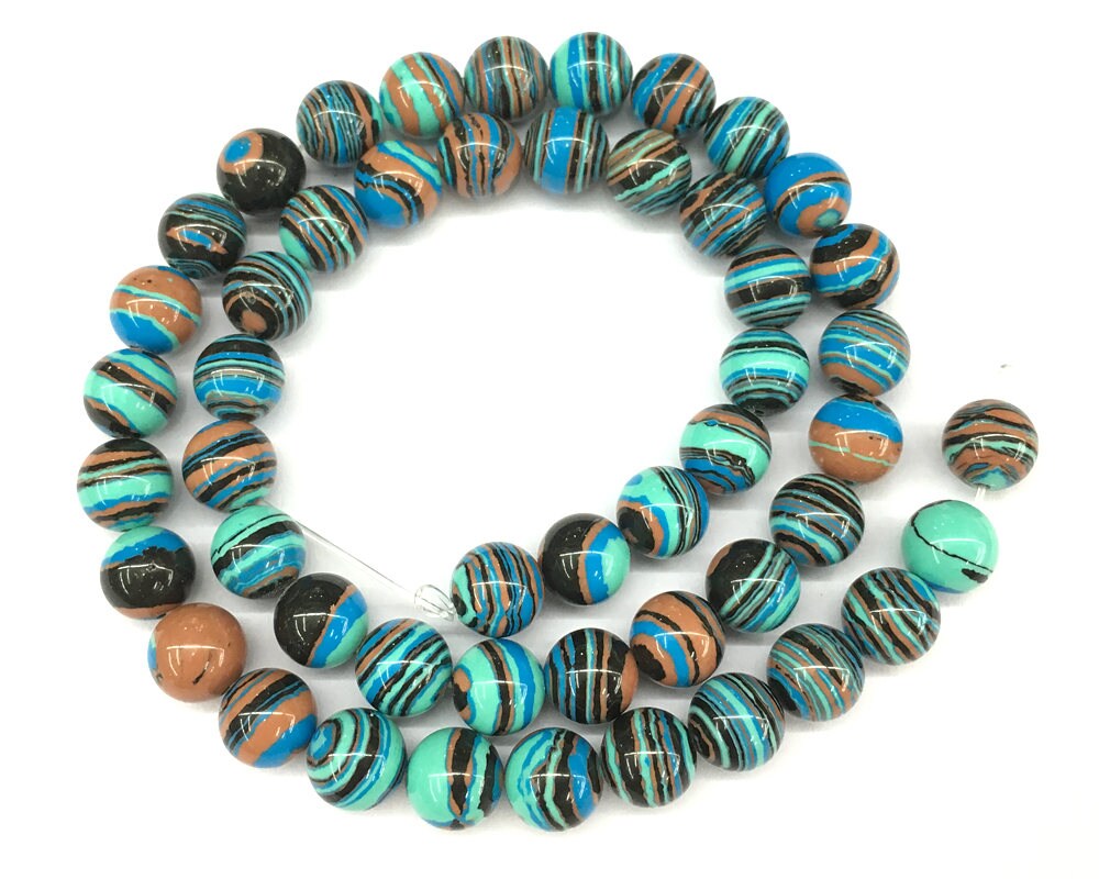 Blue Striped Malachite Beads 4mm 6mm 8mm 10mm 12mm 15''