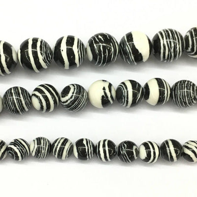 Malachite noire et blanche 4 mm 6 mm 8 mm 10 mm 12 mm 15''