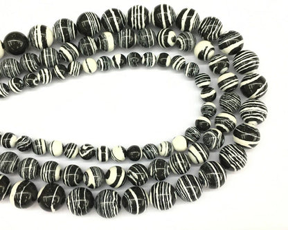 Black White Malachite  4mm 6mm 8mm 10mm 12mm 15''