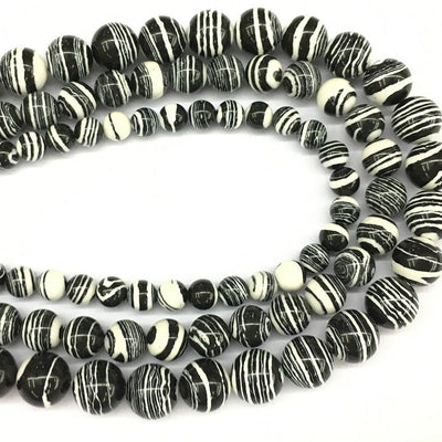 Malachite noire et blanche 4 mm 6 mm 8 mm 10 mm 12 mm 15''