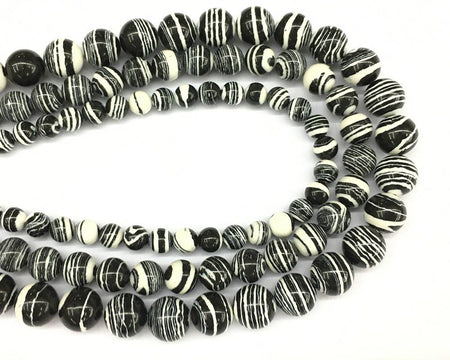 Malachite noire et blanche 4 mm 6 mm 8 mm 10 mm 12 mm 15''