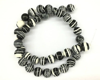 Black White Malachite  4mm 6mm 8mm 10mm 12mm 15''