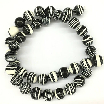 Malachite noire et blanche 4 mm 6 mm 8 mm 10 mm 12 mm 15''