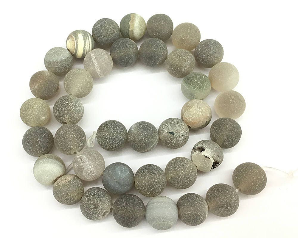 Druzy Agate Matte Beads 8mm 10mm 12mm 15''