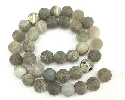 Druzy Agate Matte Beads 8mm 10mm 12mm 15''
