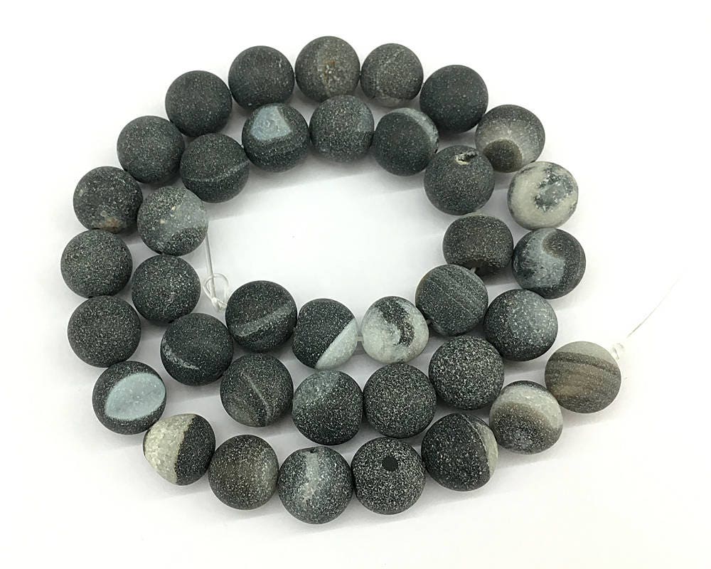 Druzy Agate Matte Beads 8mm 10mm 12mm 15''
