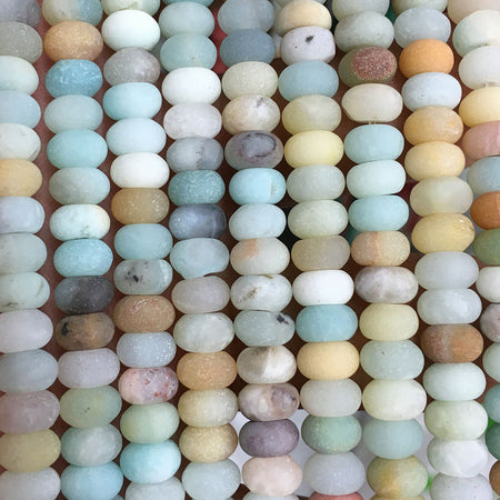 Perles rondelles mates en amazonite 4 x 6 mm, 5 x 8 mm, 38 cm