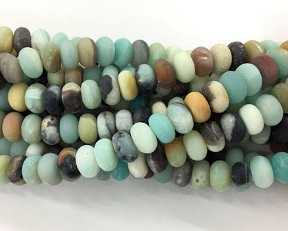 Amazonite Rondelle Matte Beads 4x6mm 5x8mm 15''