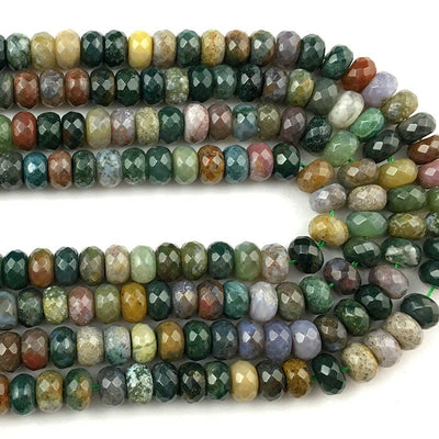 Perles à facettes en agate indienne 5 x 8 mm, 38 cm